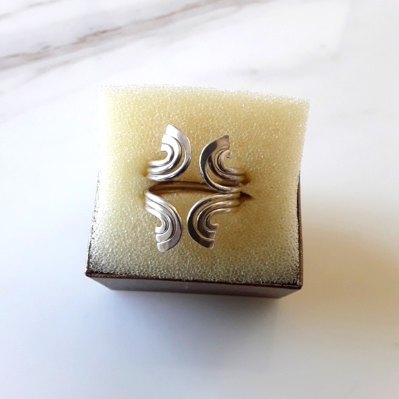 VTG STERLING 2 PIECE SWIRL STATEMENT RING SZ 9.5 - Picture 4 of 8